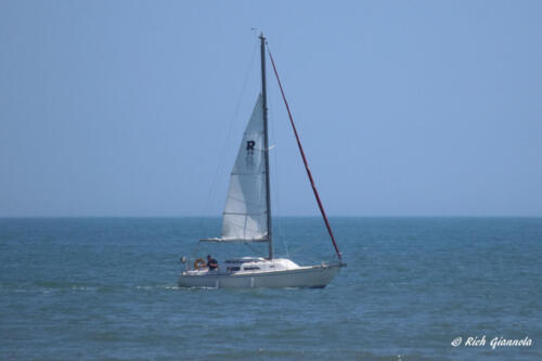 Sailboat off the beach at Chincoteague